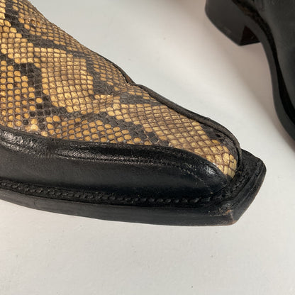 Python Snakeskin Ankle Boots | Western Side Zip | Mex 30.5 | USA 12.5