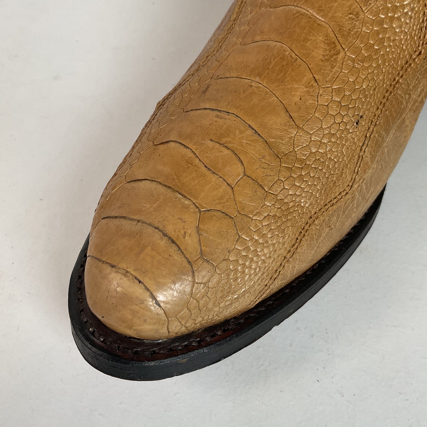 Dan Post Blonde Ostrich Leg Cowboy Boots 9 D Exotic