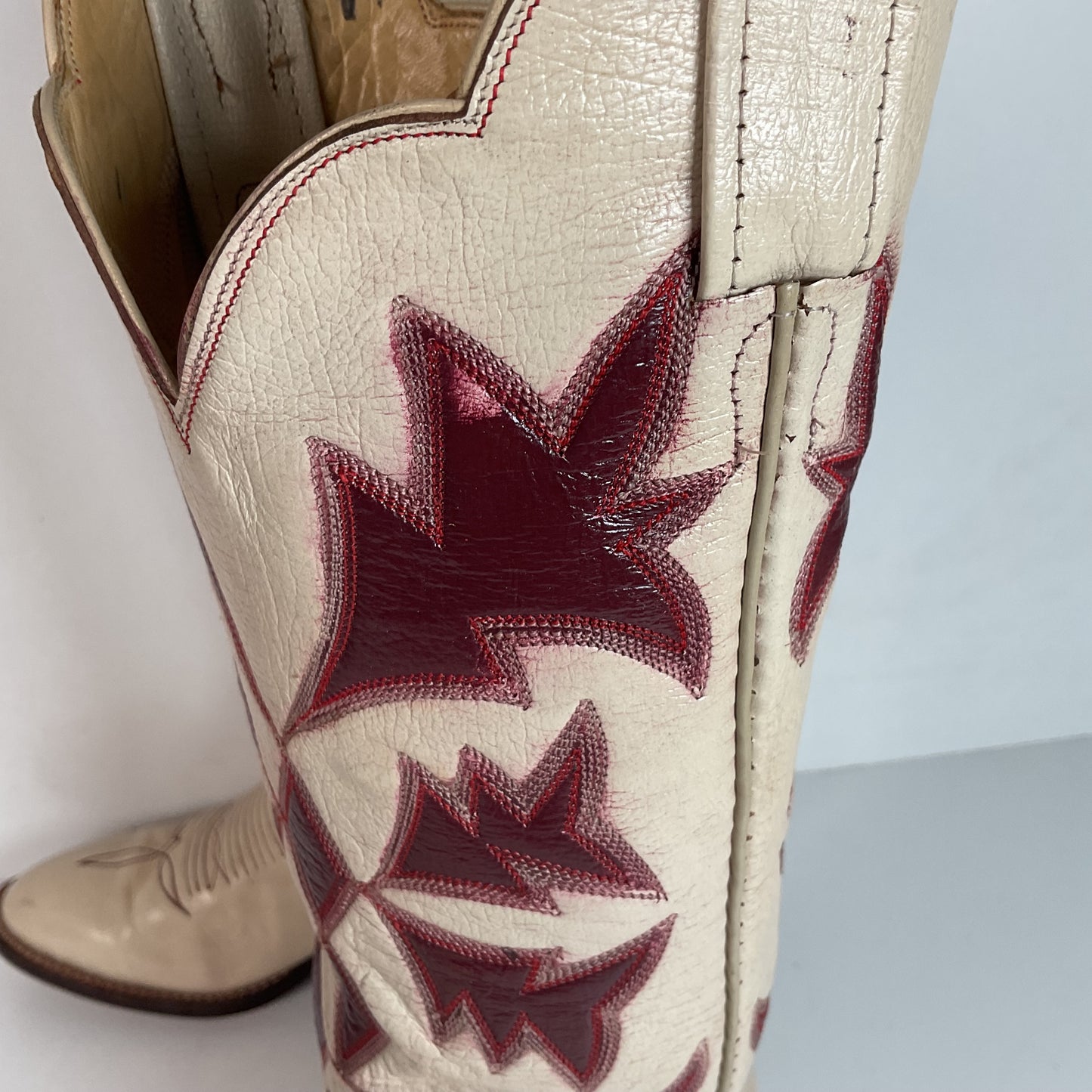 Vintage Laramie Handmade Cowgirl Boots 6.5 C Cranberry Inlay