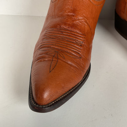 Custom Smooth Ostrich Cowboy Boots | Exotic | Tooled Inlay | Men’s 8.5