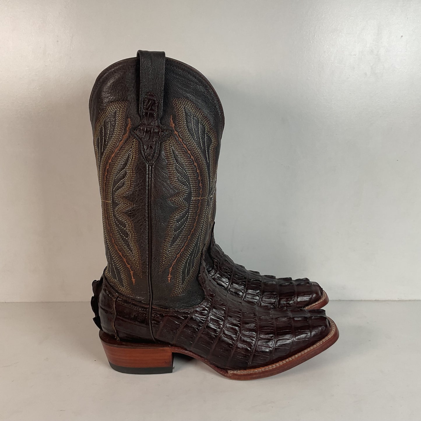Ferrini Exotic Hornback Caiman Crocodile Cowboy Boots 9 EE Square Toe