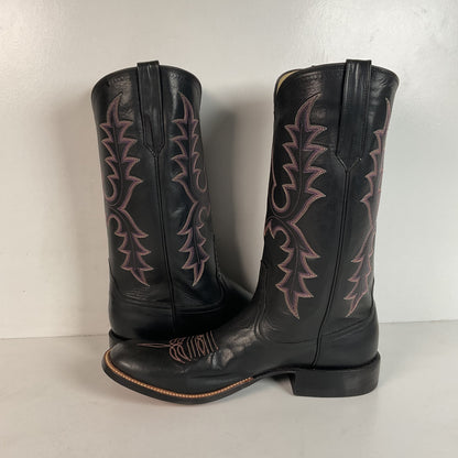 Rios of Mercedes Cowboy Boots Men’s 9.5 B (Narrow) Black Buffalo Calf