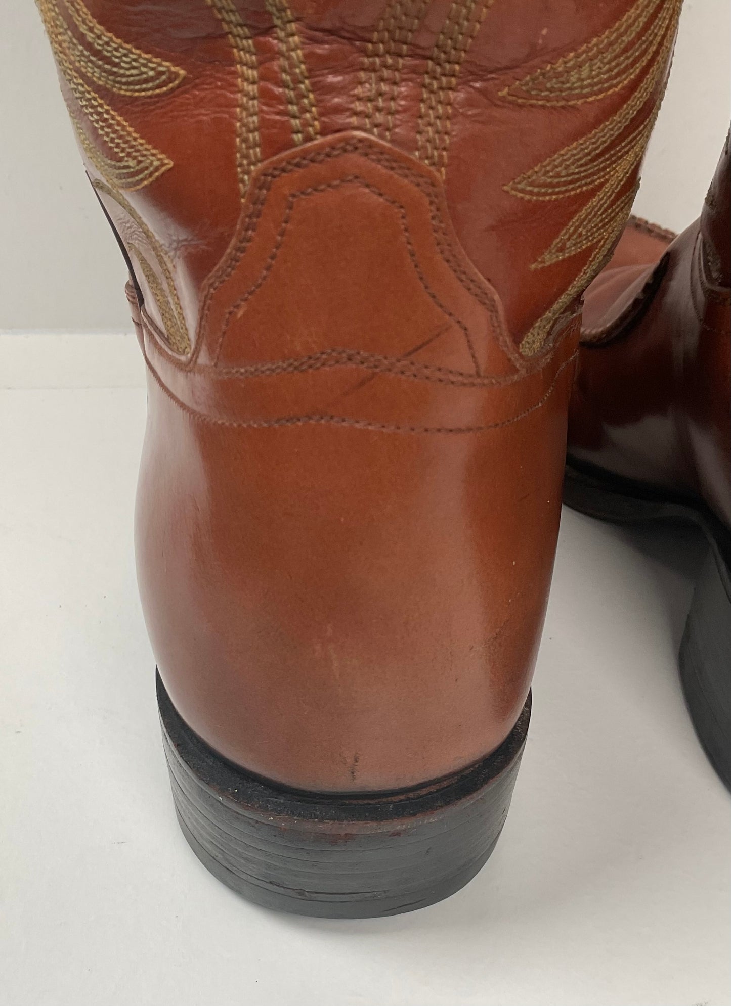 Vintage 1970s Dan Post Whip Stitch Cowboy Boots 9 D Stove Pipe