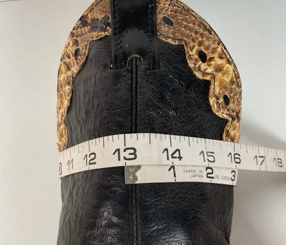 Vintage Abilene Snakeskin Cowgirl Boots | Tooled Python Overlay | Women’s 7.5 M