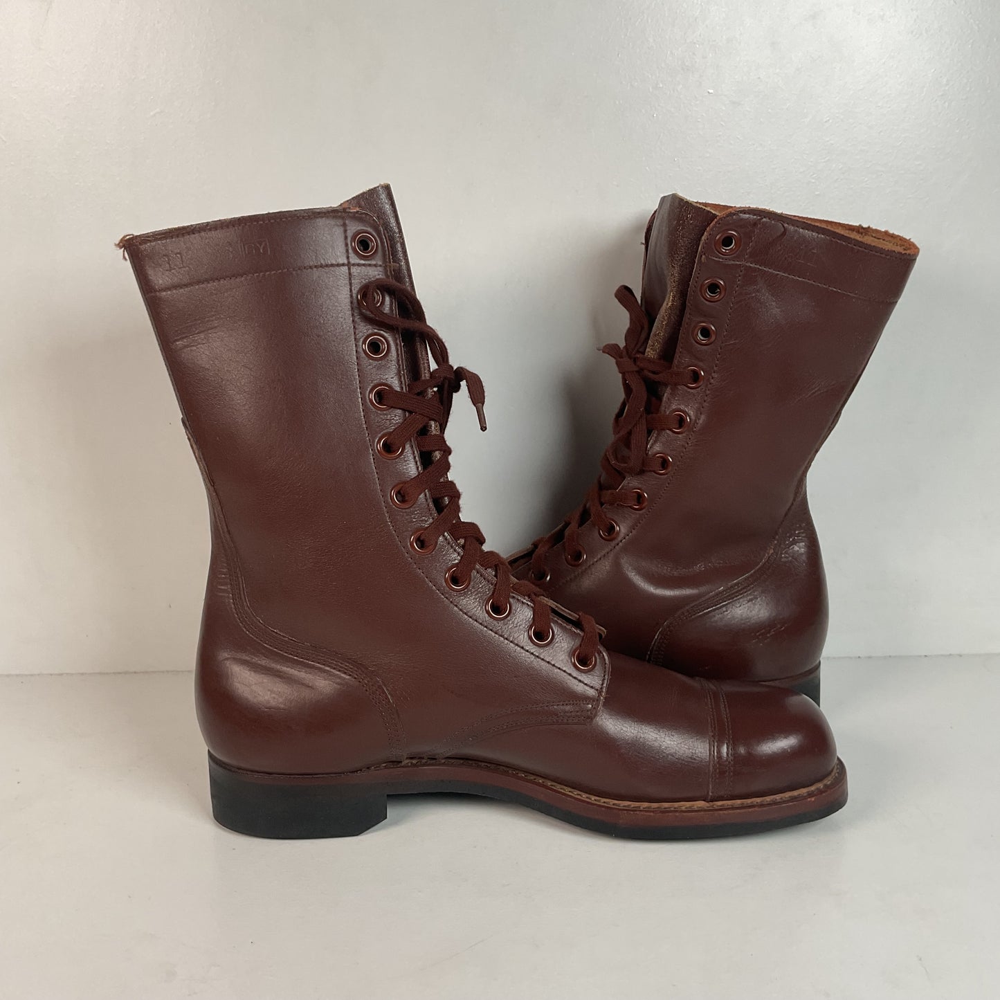 Vintage Vietnam War Brown Jump Boots 11 N (Narrow) Cap Toe Paratrooper