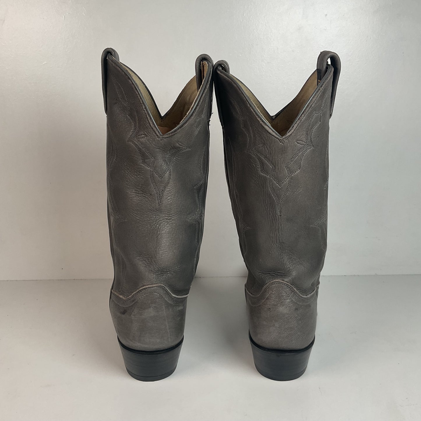 Vintage Dan Post Grey Elk Skin Cowboy Boots 10.5 D USA Made Old Label
