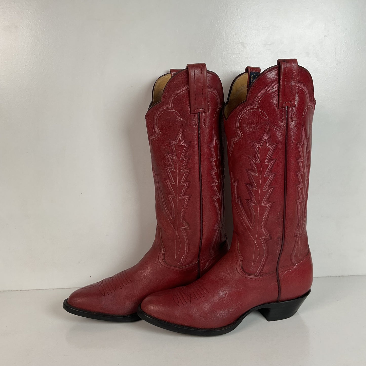 Vintage Panhandle Slim Red Cowgirl Boots 6.5 B Hand Crafted