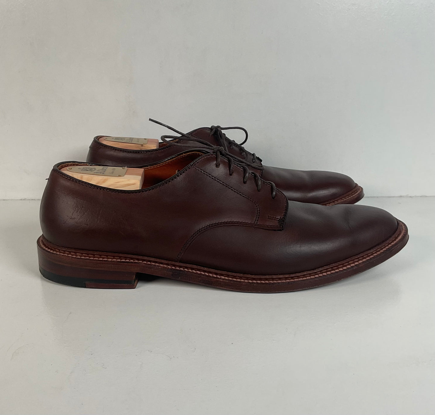 Alden for J. Crew Derby Blucher Shoes 12 D Cigar Brown