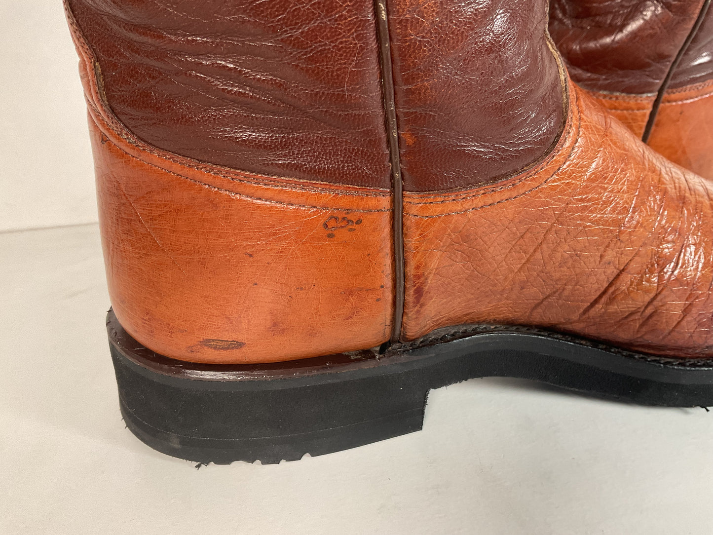 Vintage Lucchese Smooth Ostrich Roper Boots 9 D Crepe Sole Recraft Exotic