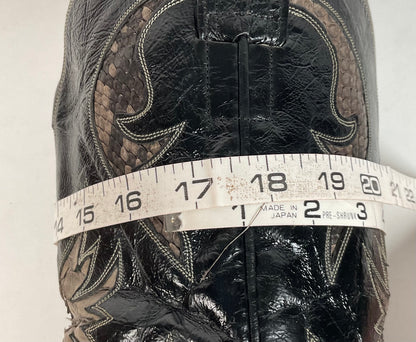 Vintage Olathe Python Snakeskin Cowboy Boots | Distressed | Tooled Inlay | 13 EE
