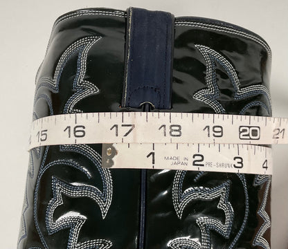 Vintage Justin Algonquin Toe Cowboy Boots | Royal Blue | Patent Leather | 12 EE