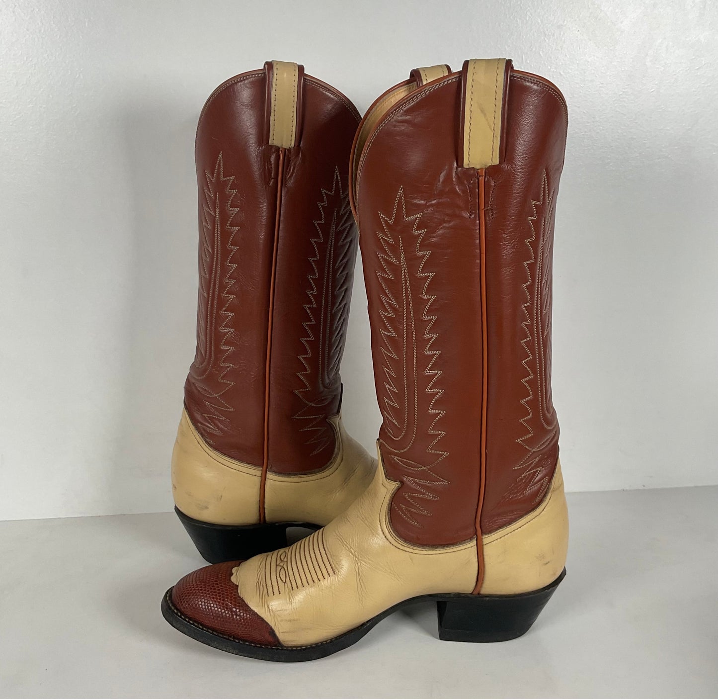 Vintage Tony Lama Urban Cowboy Boots | Lizard Wingtip | Gold Label | Men’s 9 B