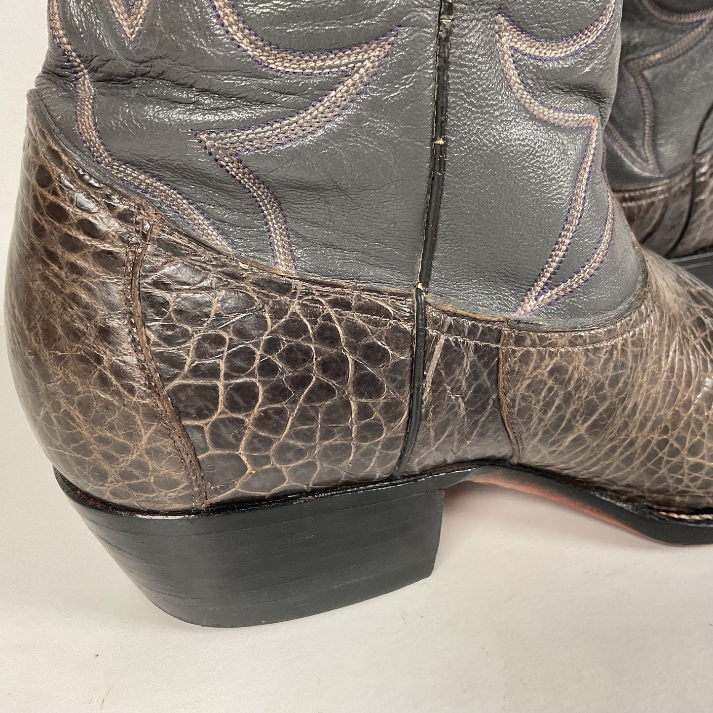 Vintage Exotic Cowboy Boots | Pre Ban | Grey | Wide | Men’s 10