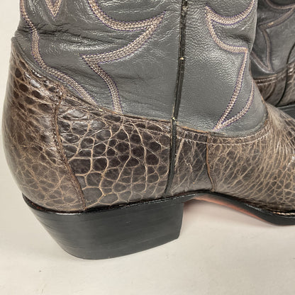 Vintage Exotic Cowboy Boots | Pre Ban | Grey | Wide | Men’s 10
