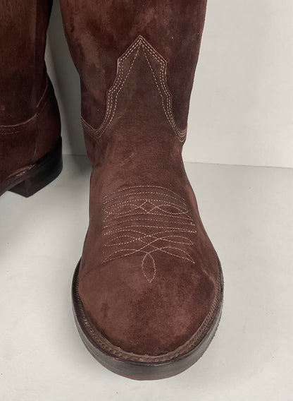 Vintage Nocona Pig Skin Suede Cowboy Boots | USA Made | Men’s 9.5 EE