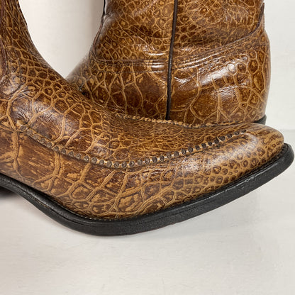 Vintage Wrangler Algonquin Toe Cowboy Boots | Sea Turtle Imitation Print | Men’s 9.5 D