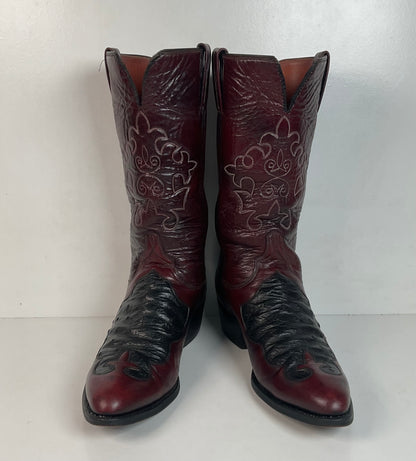 Lucchese San Antonio Black Cherry Ostrich Cowboy Boots Men’s 7.5 | Women’s 8.5