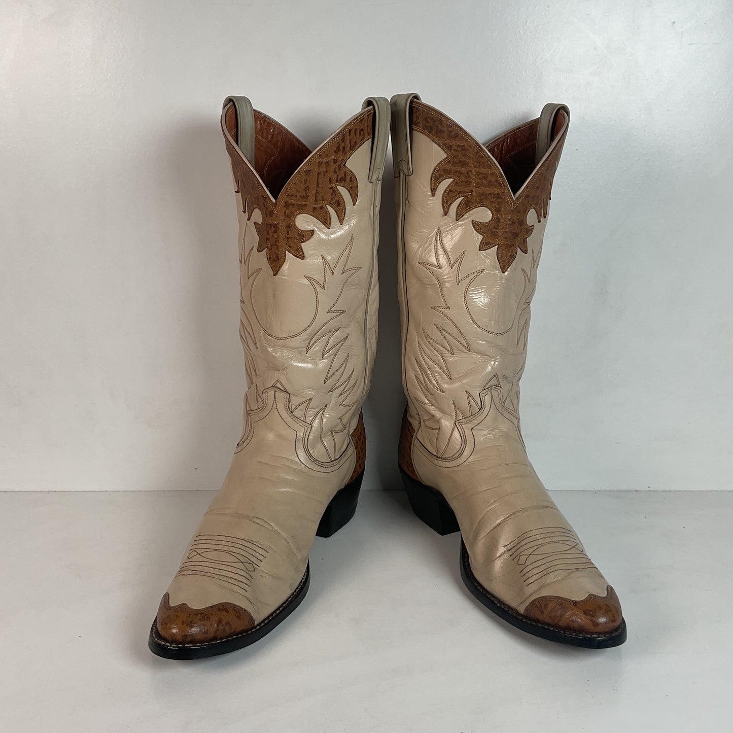 Vintage Justin Wingtip Cowboy Boots 9 D Old Fort Worth Label Recrafted