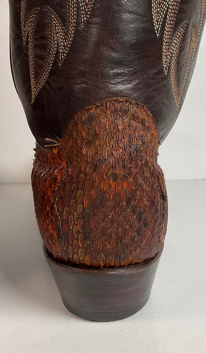 Dan Post For Code West Diamondback Rattlesnake Cowboy Boots 12 M USA Made
