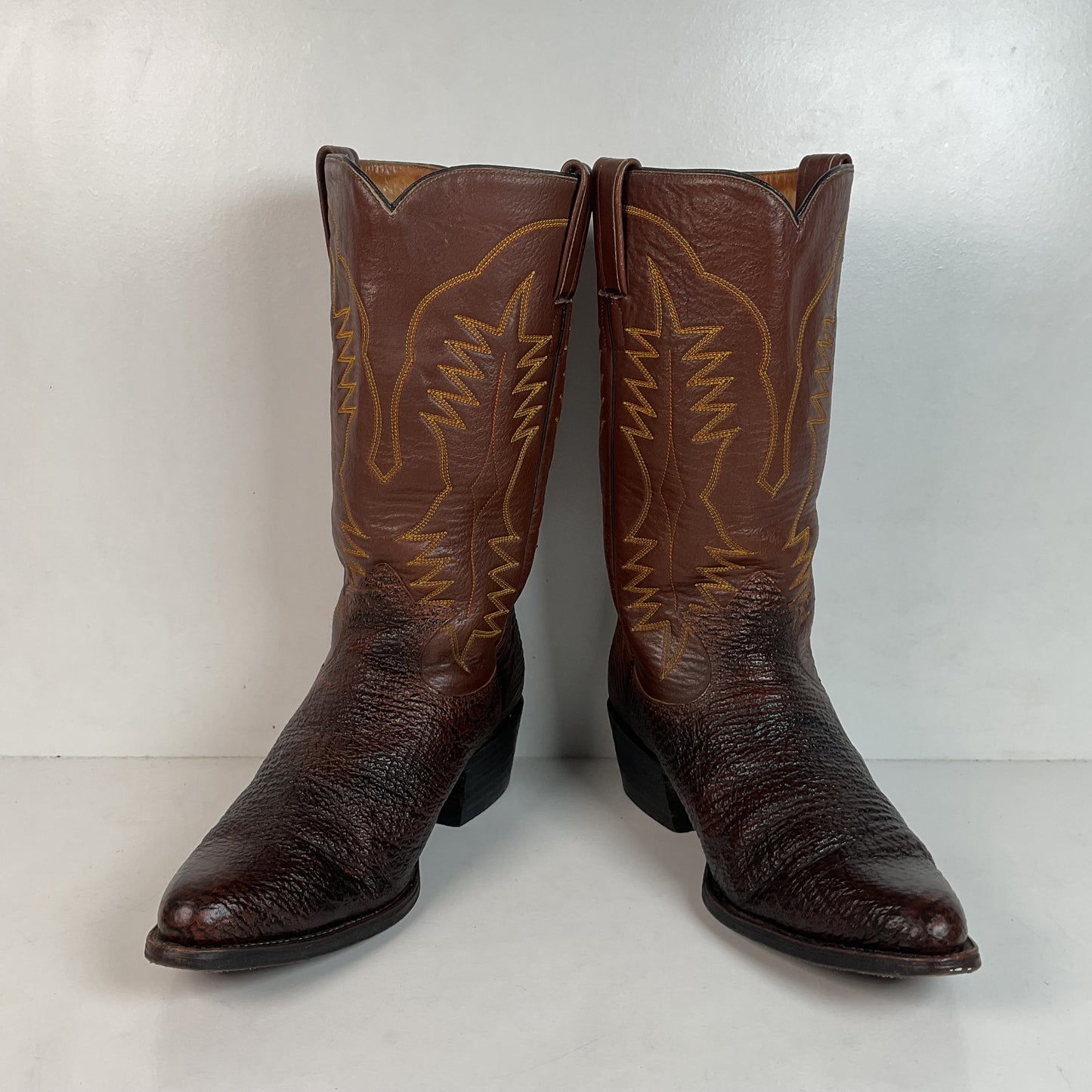 Vintage Brown Shark Skin Cowboy Boots 10 D Exotic