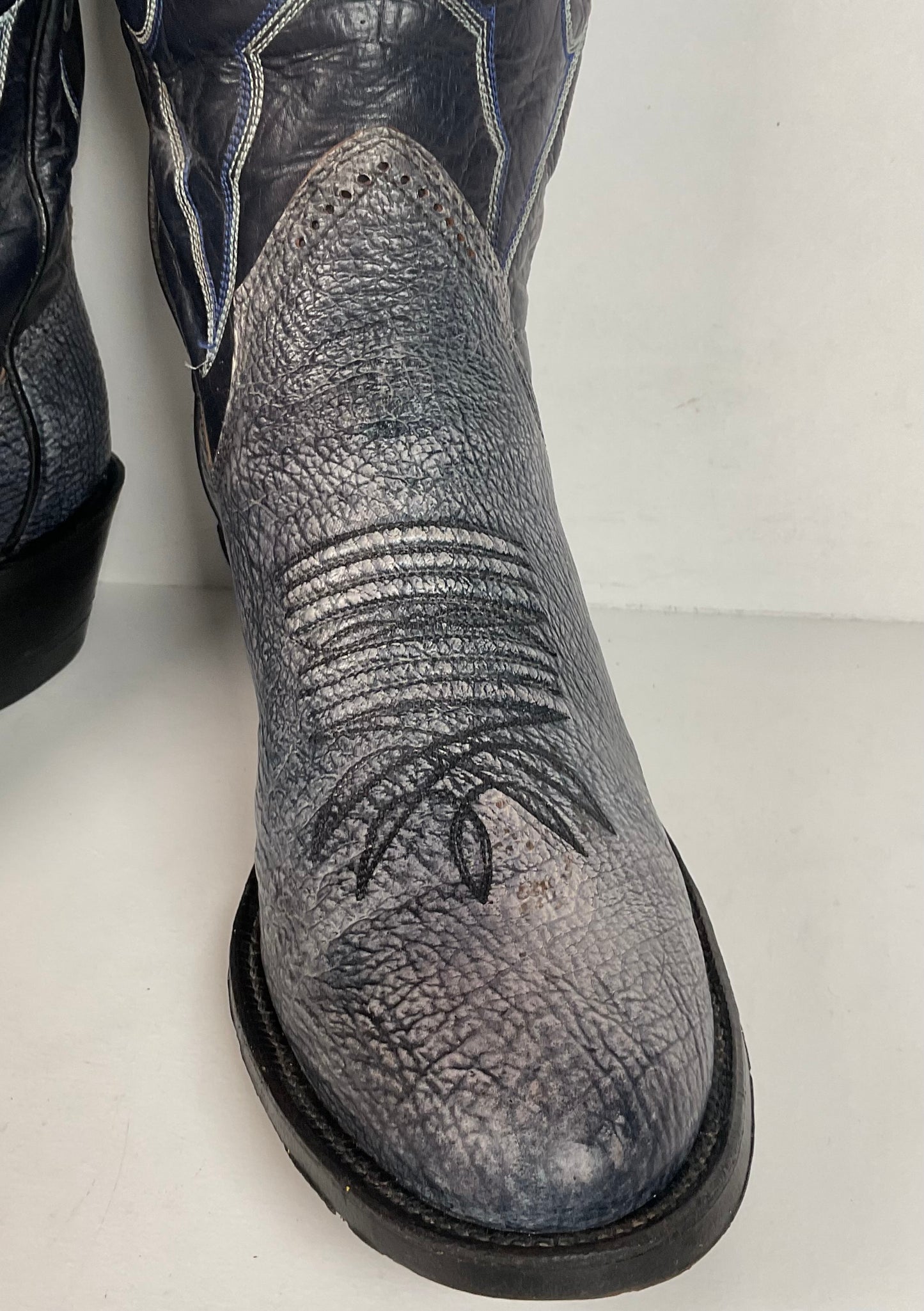Vintage Sanders Cowboy Boots | Exotic Shark Skin | Extra Narrow | Men’s 11.5 A