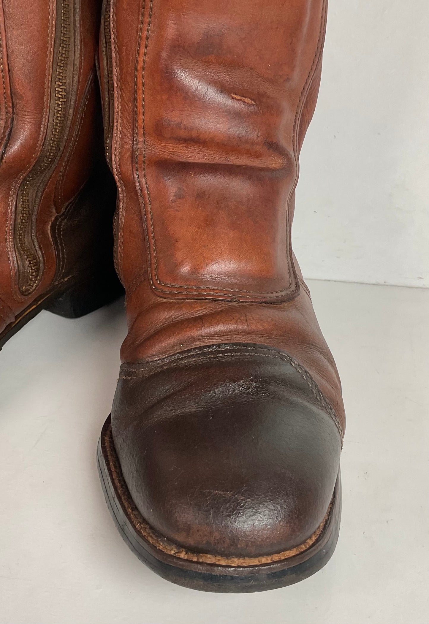 Vintage 1970s Hondaline Boots 9.5 Thrashed Moto Zip