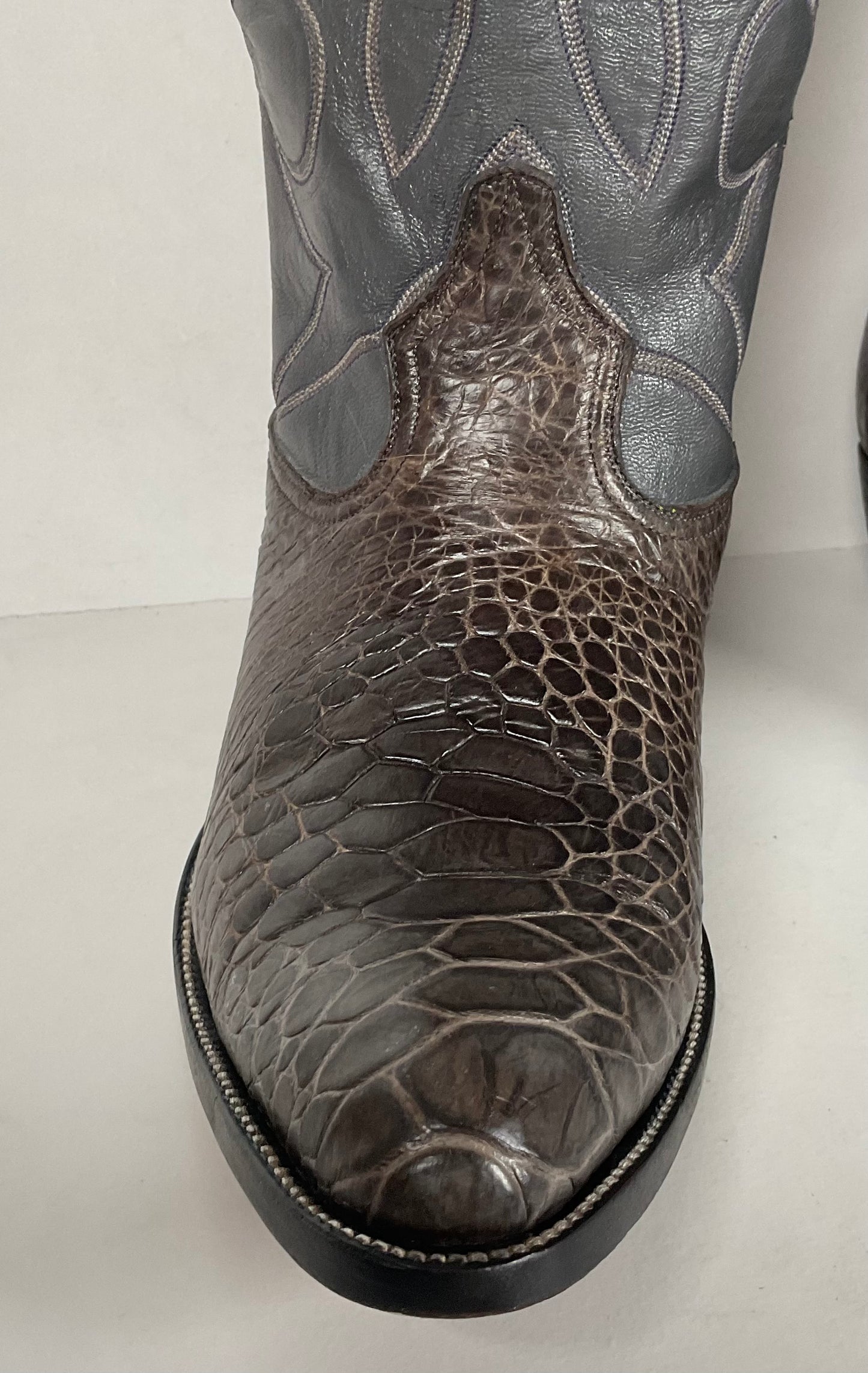 Vintage Exotic Cowboy Boots | Pre Ban | Grey | Wide | Men’s 10