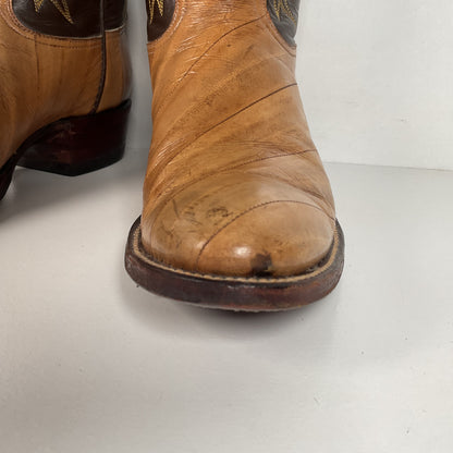 Vintage Eel Skin Cowboy Boots | Exotic | Butterscotch | Narrow | Men’s 11.5 B