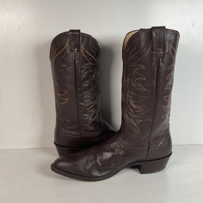 Vintage Nocona Brown Boar Skin Cowboy Boots 13 D Wild Pig
