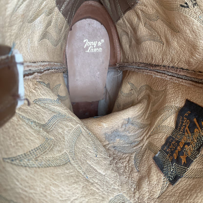 Vintage Tony Lama Python Cowboy Boots | Snakeskin | Gold Label | 10.5 D