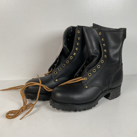 Vintage Steel Toe Logger Boots | USA Made | 1970s-1980s | Men’s 7.5 E