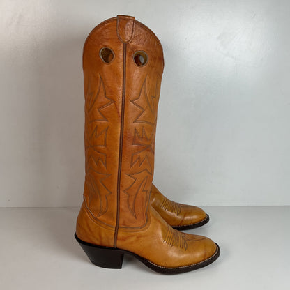 Vintage Buckaroo Cowgirl Boots 7.5 B Punchy Butterscotch