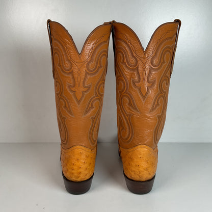 Custom Full Ostrich Quill Cowboy Boots 10 E Butterscotch Exotic