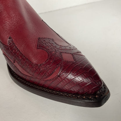 Tony Lama Lizard Wingtip Cowgirl Boots | Overlays | Cranberry | Women’s 6.5 M