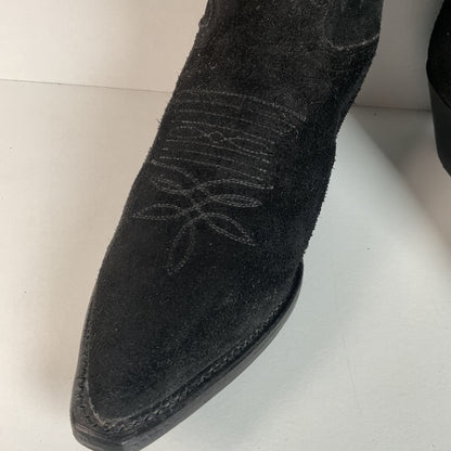 Vintage Justin Suede Cowgirl Boots | USA Made | Rough Out | Black | 5.5 B