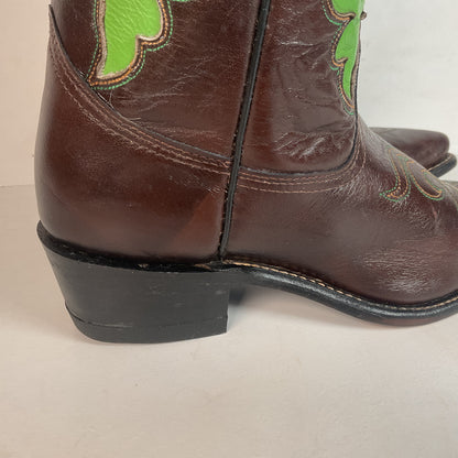 Vintage 1970s Texas Poppy Flower Cowgirl Boots 8 M USA Made