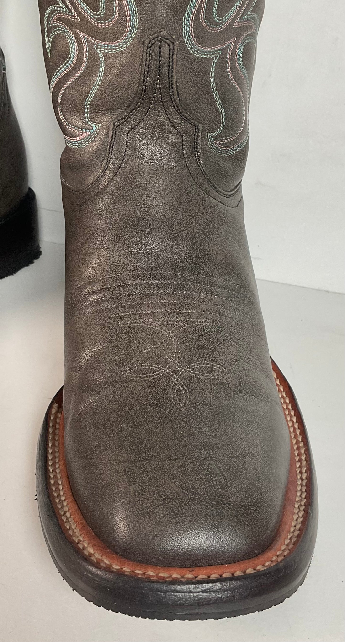 Lucchese Women’s Grey Cowgirl Boots 8.5 B Square Toe Recraft