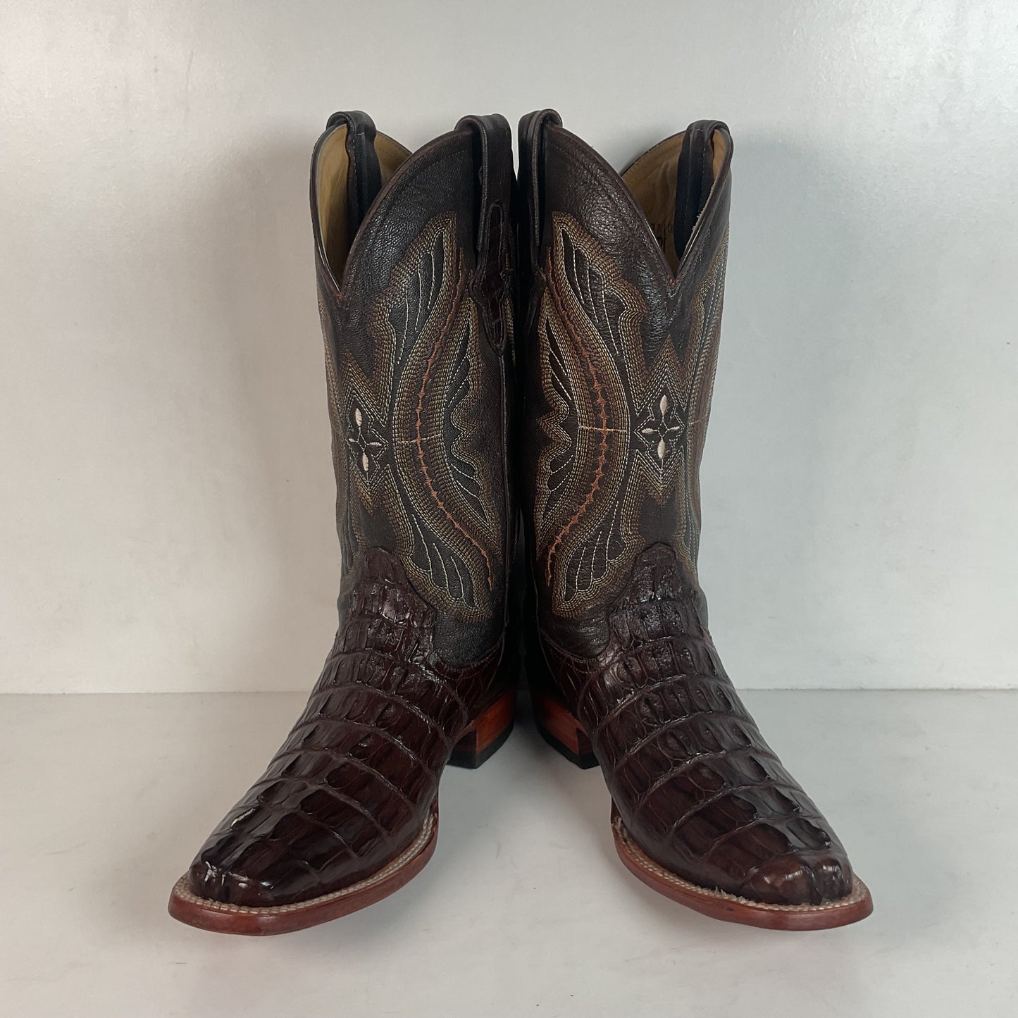 Ferrini Exotic Hornback Caiman Crocodile Cowboy Boots 9 EE Square Toe