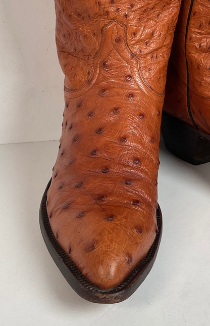 Custom Full Ostrich Quill Cowboy Boots 10 Wide Exotic Mule Ear