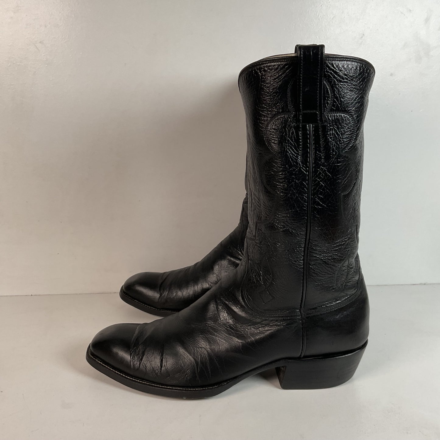 Wheeler Boot Company Cowboy Boots 10 Wide Black Calf Custom