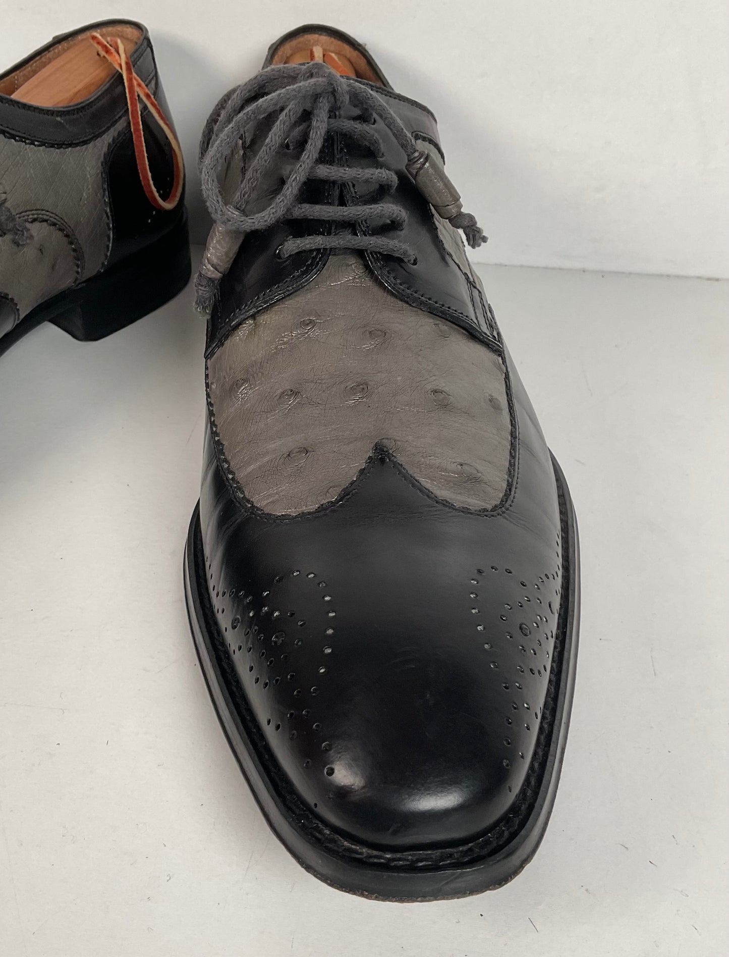 Mezlan Ostrich Quill Medallion Shoes | Derby | Exotic | Men’s 9.5 M