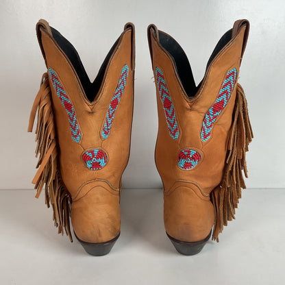 Vintage Code West Navajo Fringe Cowgirl Boots 8.5 M USA Made