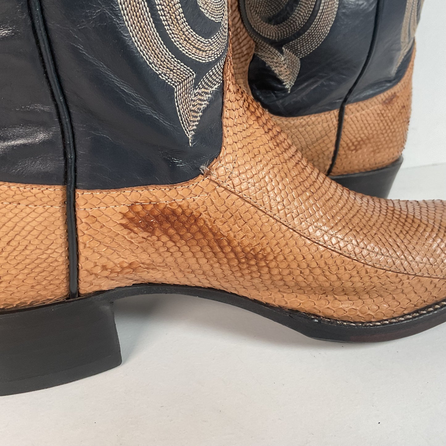 Vintage Larry Mahan Snakeskin Cowboy Boots | Exotic | Narrow | Men’s 11 B