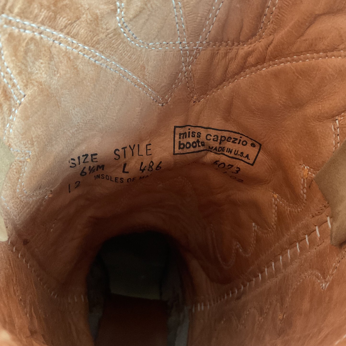 Vintage Miss Capezio Butterfly Inlay Cowgirl Boots 6.5 M USA Rough Out Suede