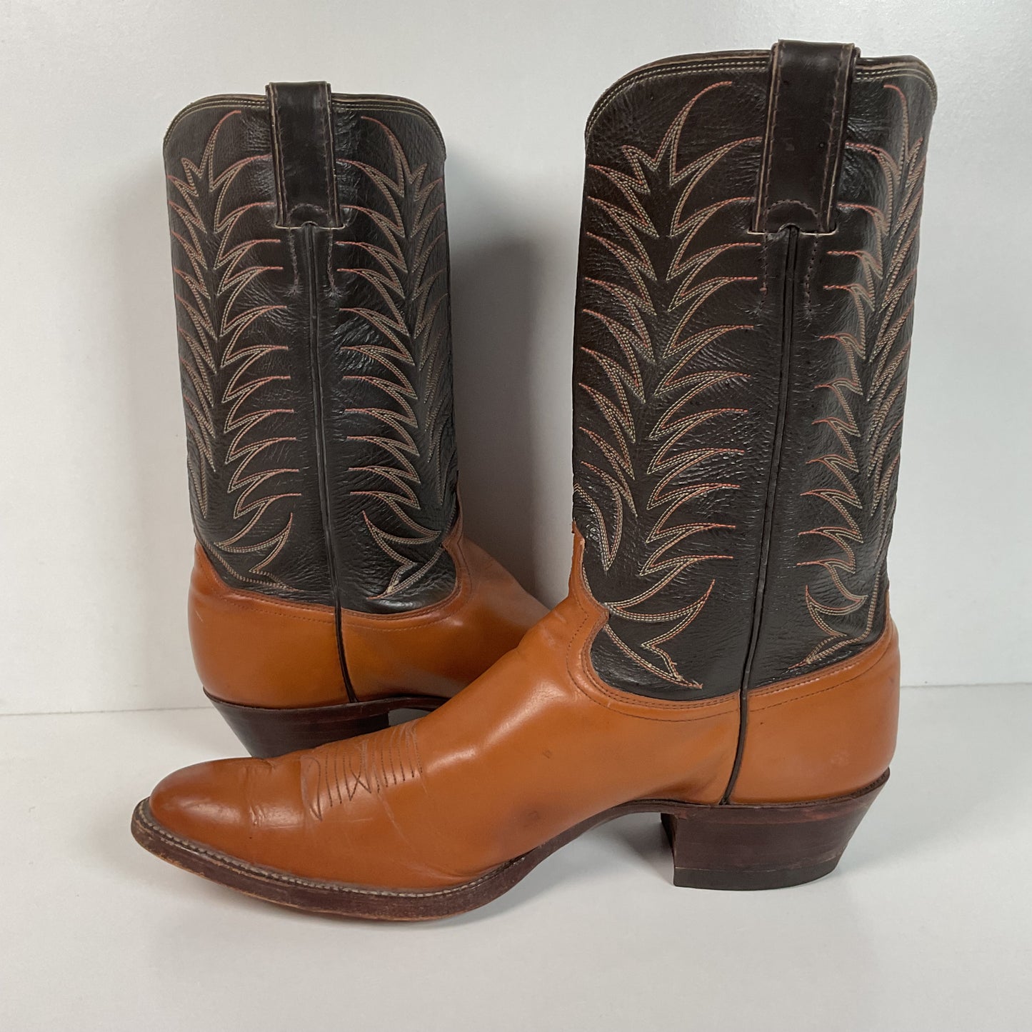 Vintage 1970s Justin Cowboy Boots 13 A Calfskin USA Made