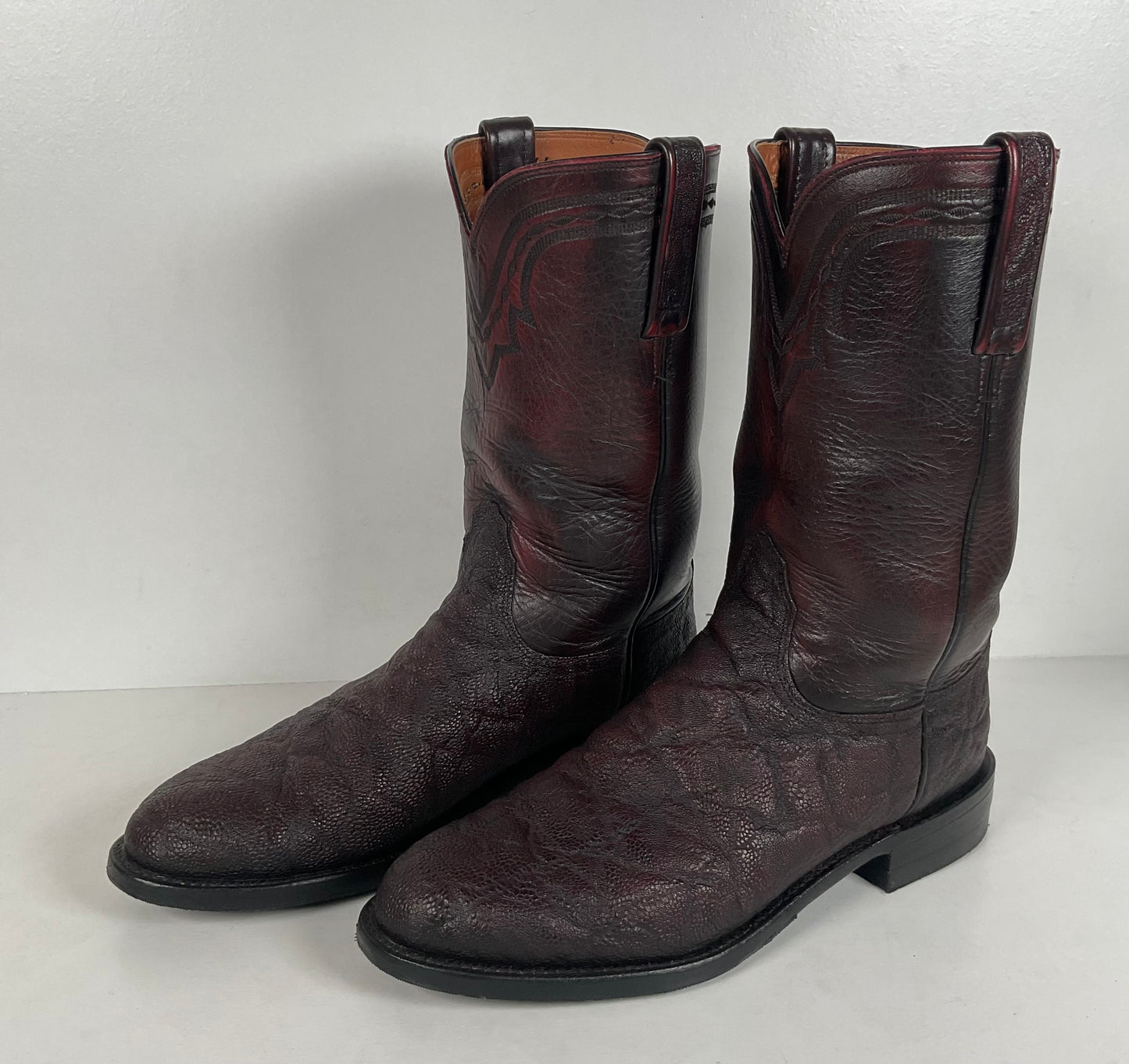 Lucchese 2000 Elephant Roper Boots | USA Made | Black Cherry | Men’s 8.5 D