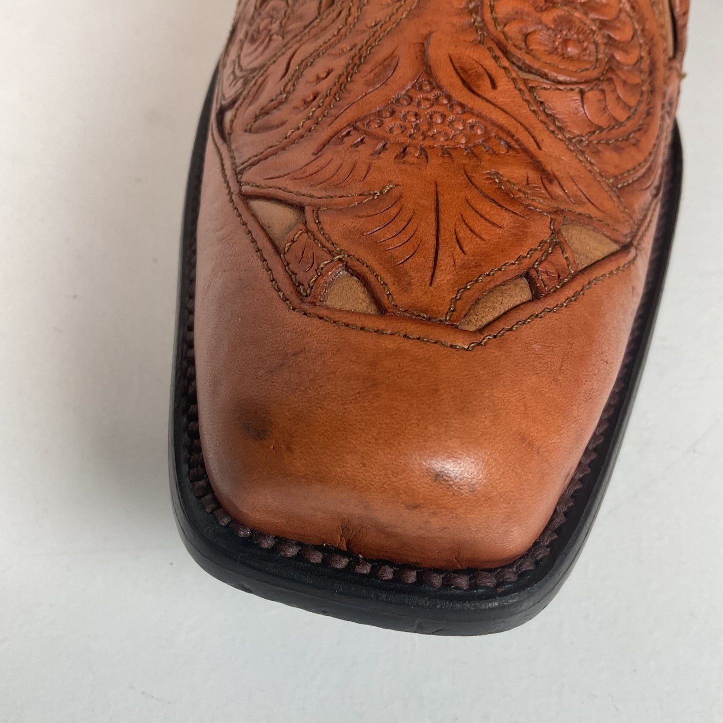Cock of The Walk Cowboy Boots 12.5 Hand Tooled Carrie Cameron Designs