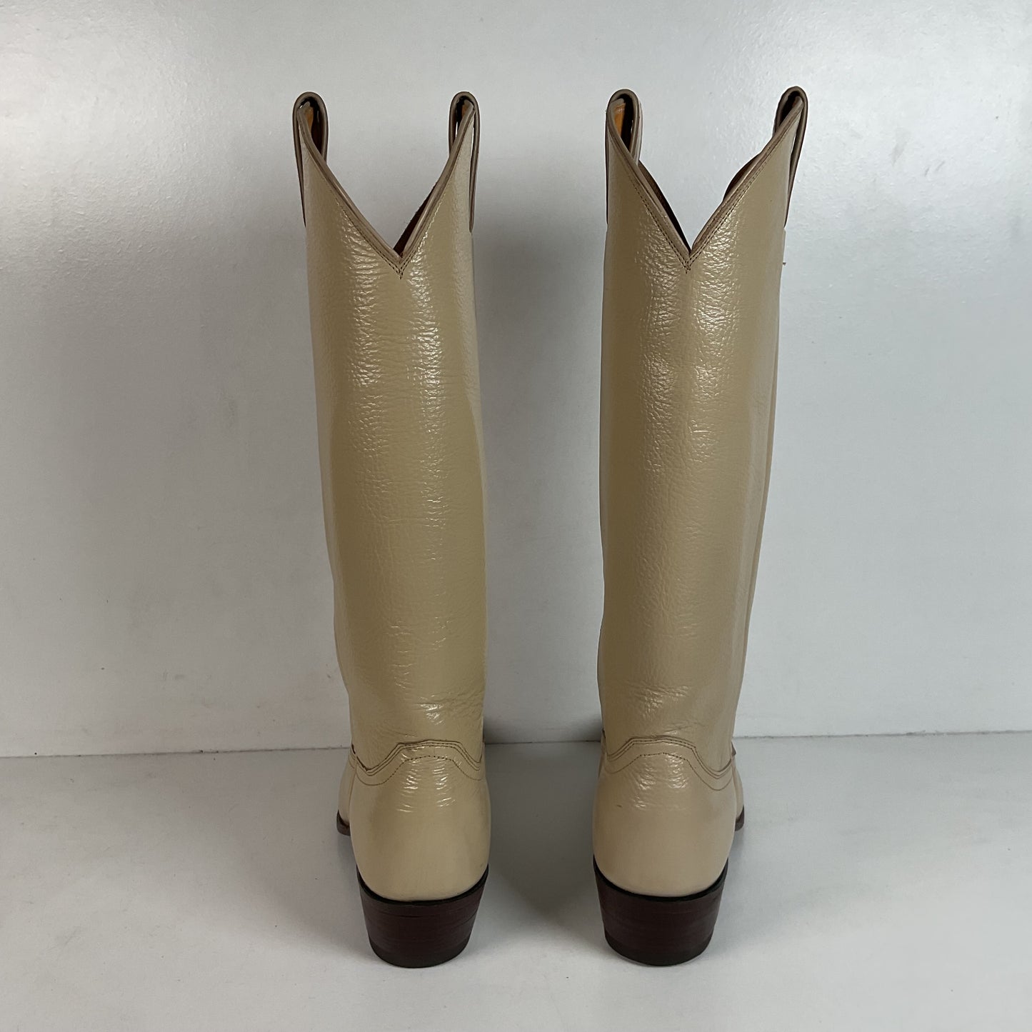 Vintage Justin Tall Cowgirl Boots | USA Made | Bone White | Women’s 8 B