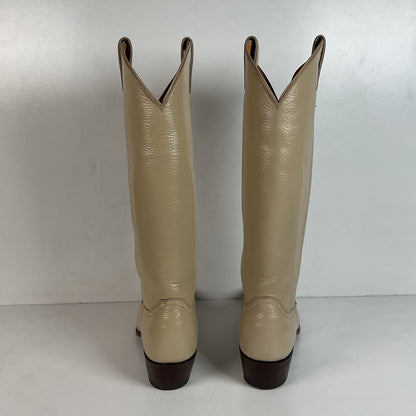 Vintage Justin Tall Cowgirl Boots | USA Made | Bone White | Women’s 8 B