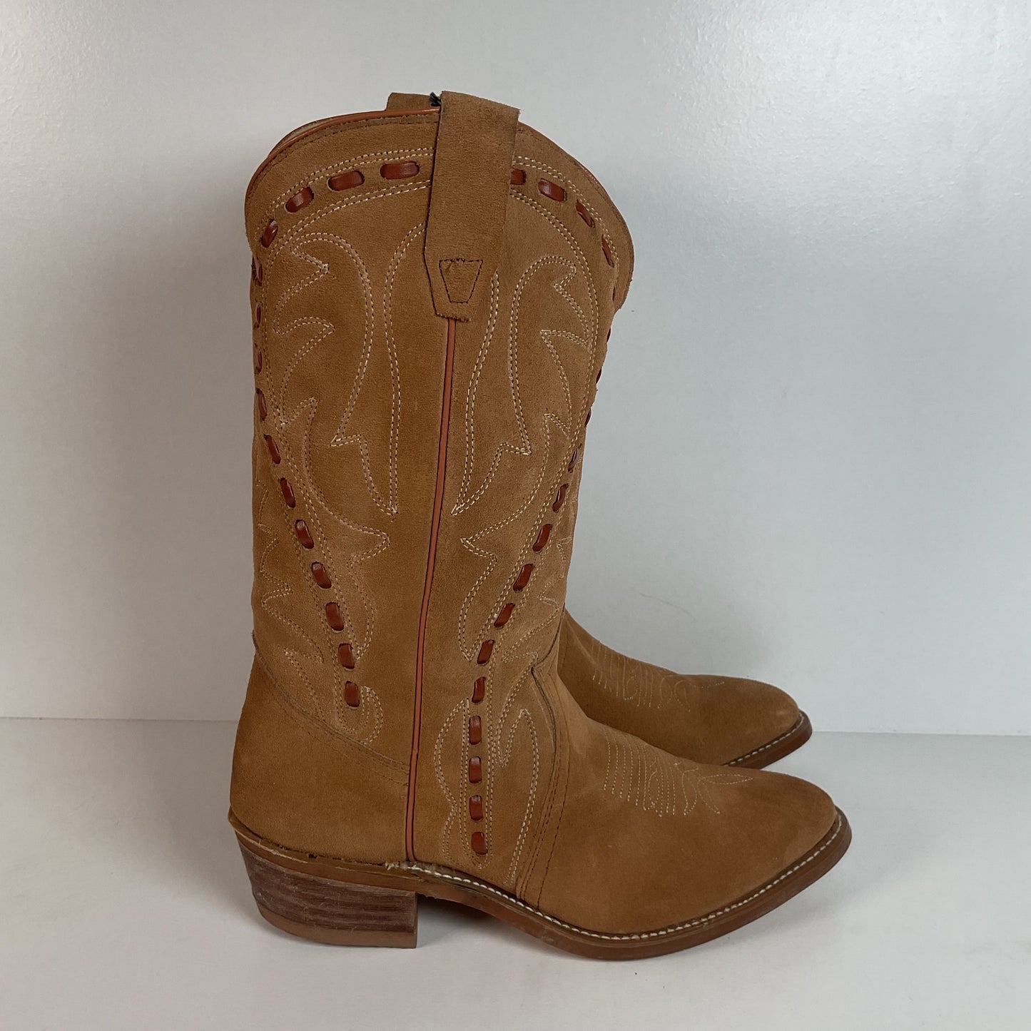 Vintage Sears Suede Cowboy Boots | Rough Out | Buck Stitch | USA Made | 9 D